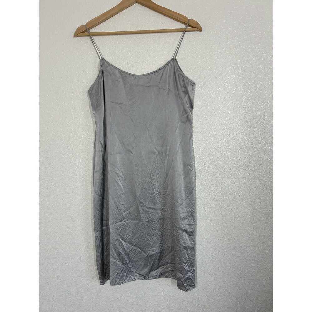 Teri Jon By Rickie Freeman 100% Silk Dress Womens 10 Gray Satin Slip Strap